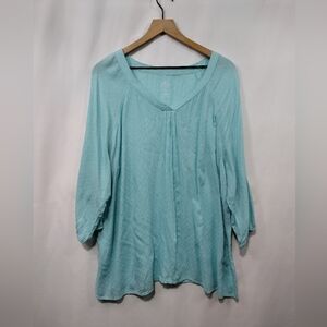 St. John's Bay Blouse Womens 3X Green Retro 90s Y2K Casual Comfy Minimalist